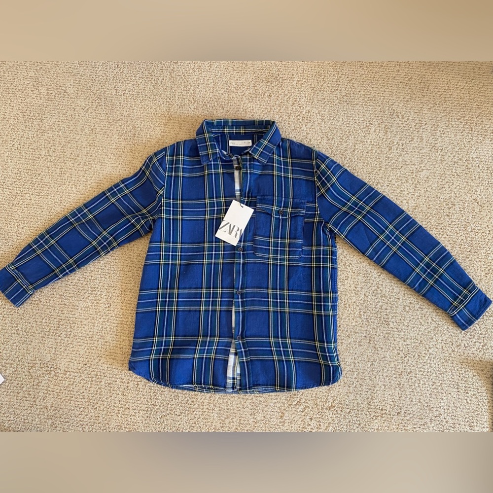 Zara, boys flannel, blue plaid